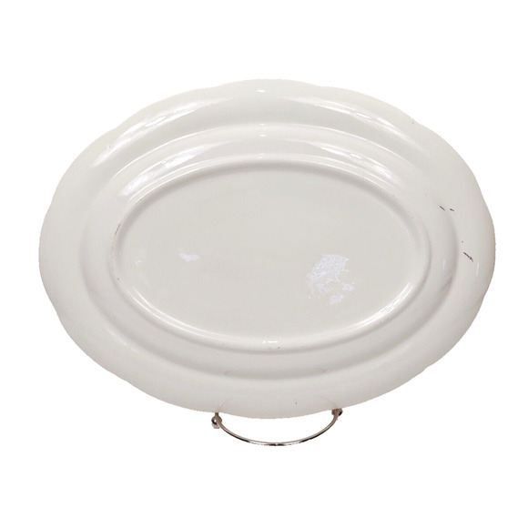 VTG Crooksville Oval Serving Plate Platter Embossed Gold Trim Floral Rose 13.5” - Picture 4 of 8